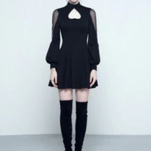 Punk Rave Black Gothic Long Sleeved Dress XS